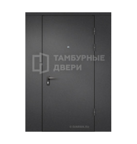 Дверь тамбурная входная с перегородкой и порошковым напылением скелет — массив для дачи ТД-45